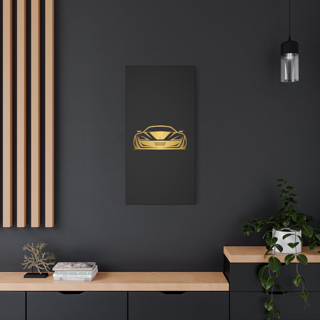 Golden Sports Car Canvas Print — Modern Automotive Wall Art