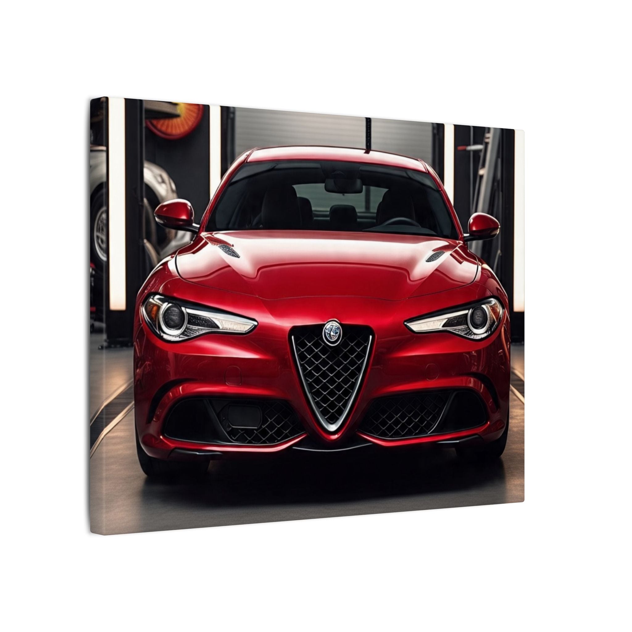Alfa Romeo Giulia Front View Matte Canvas Wall Art — Stretched Car Photography Print