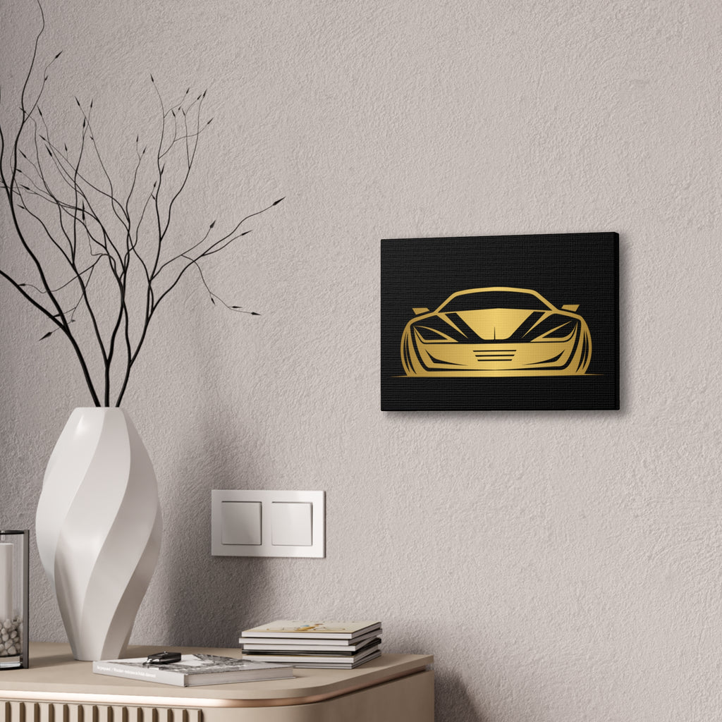 Gold Sports Car Canvas Print — Modern Automotive Wall Art