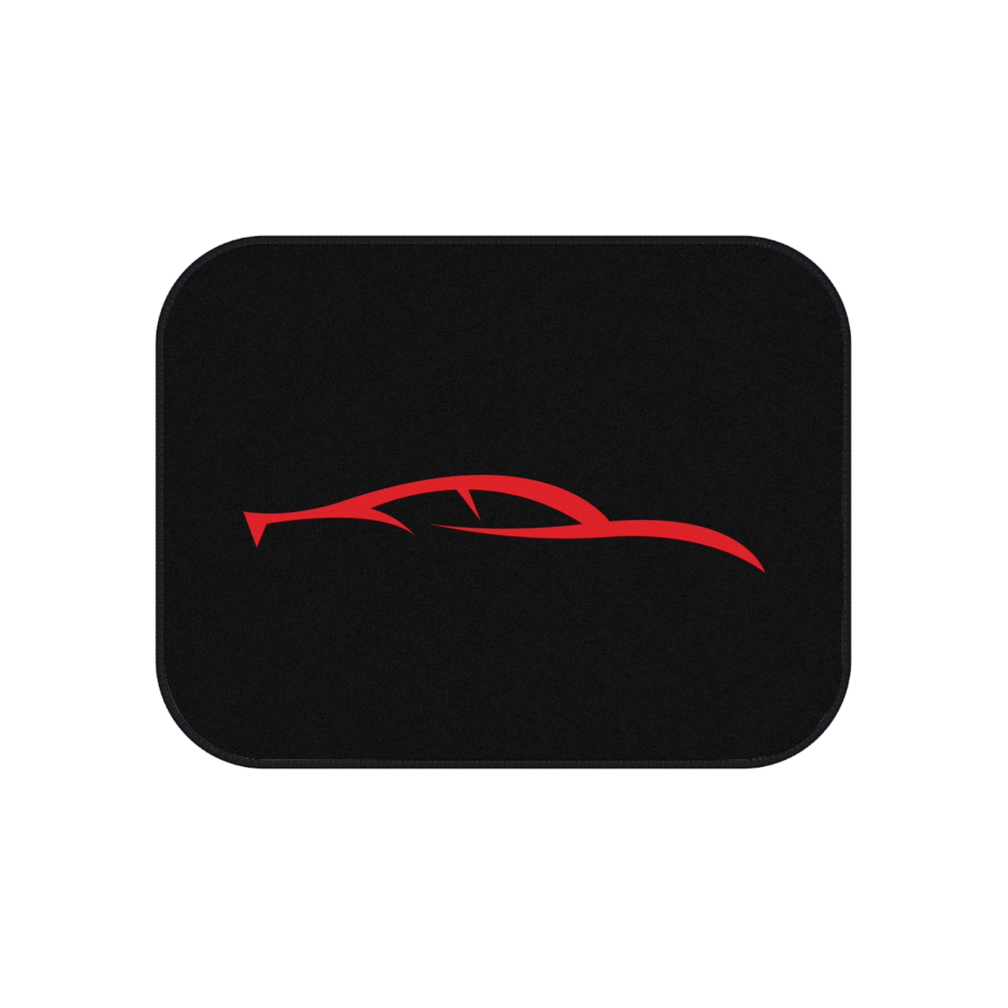 Car Mats — Rear Set of 2 Black Floor Mats with Red Sports Car Silhouette