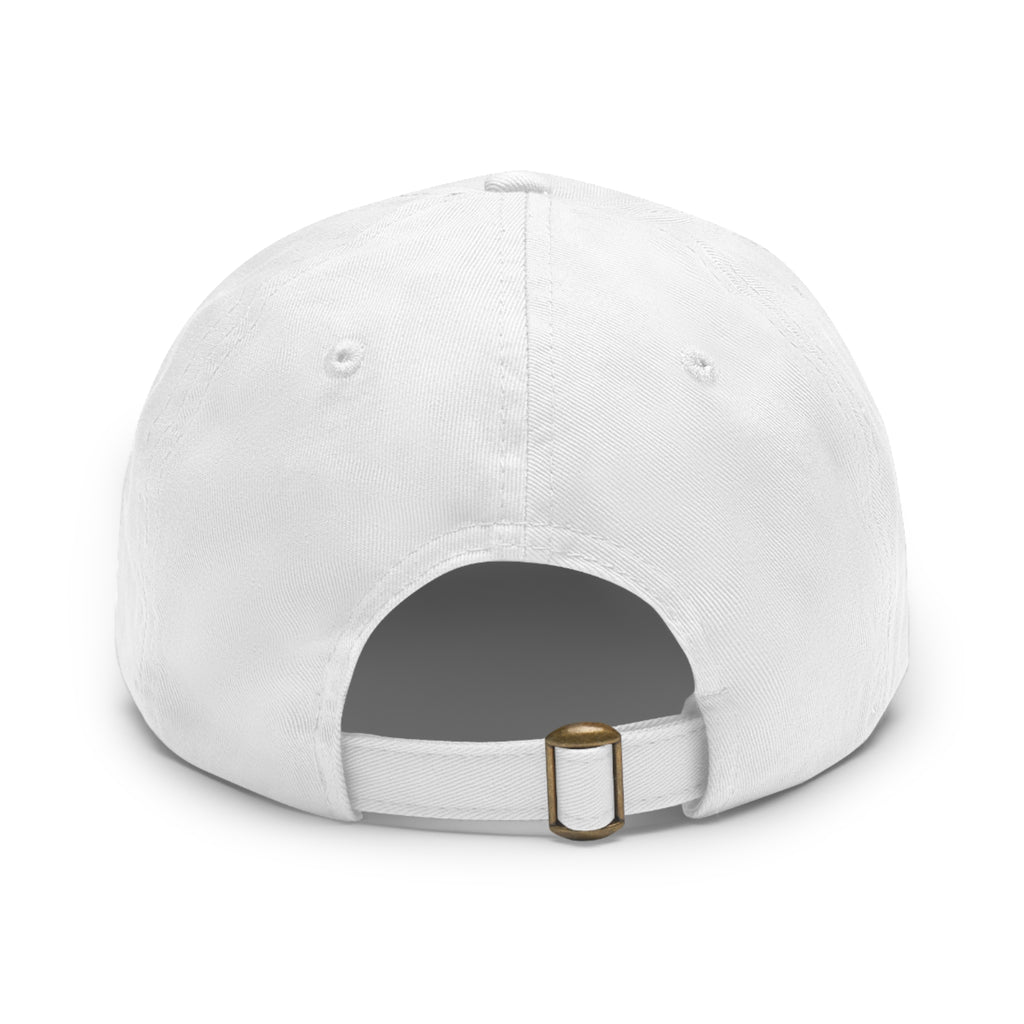 Leather Patch Dad Hat — Minimal Sunset Car Silhouette