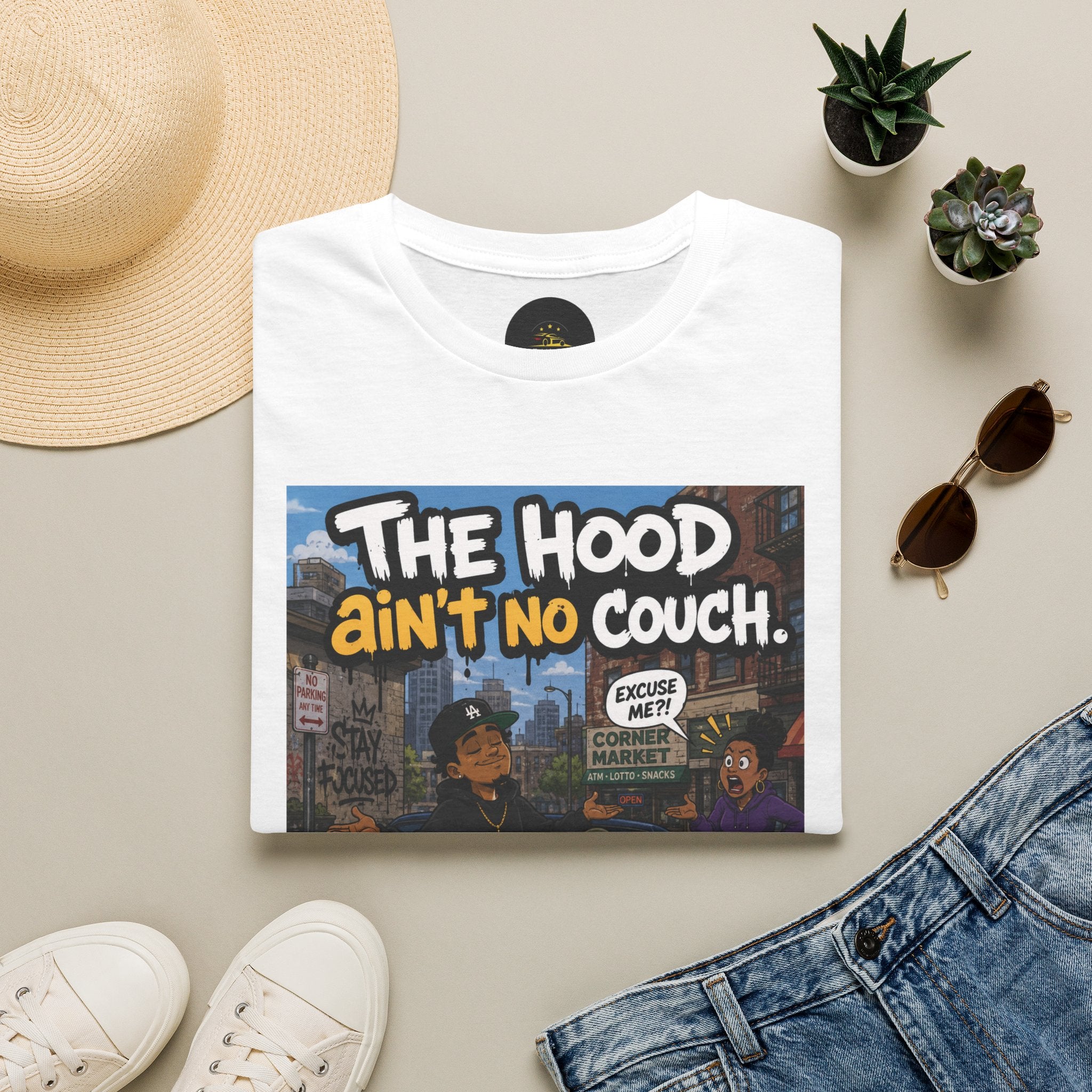 T-Shirt — "The Hood Ain’t No Couch" Urb Street Art Tee V2