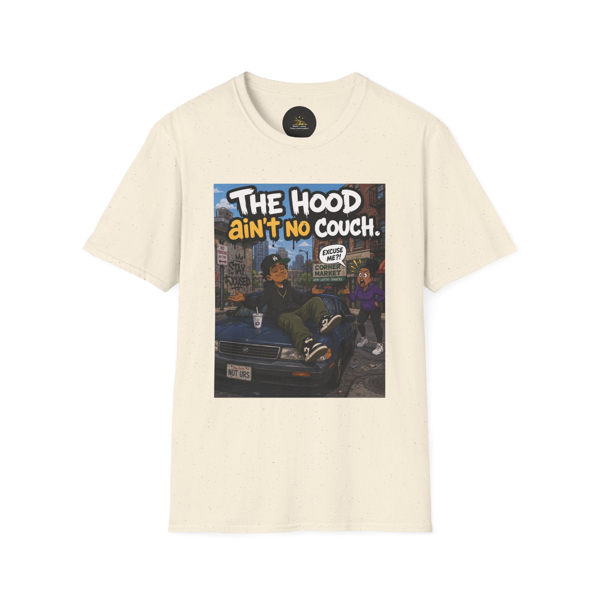 T-Shirt — "The Hood Ain’t No Couch" Urban Street Art Tee V2