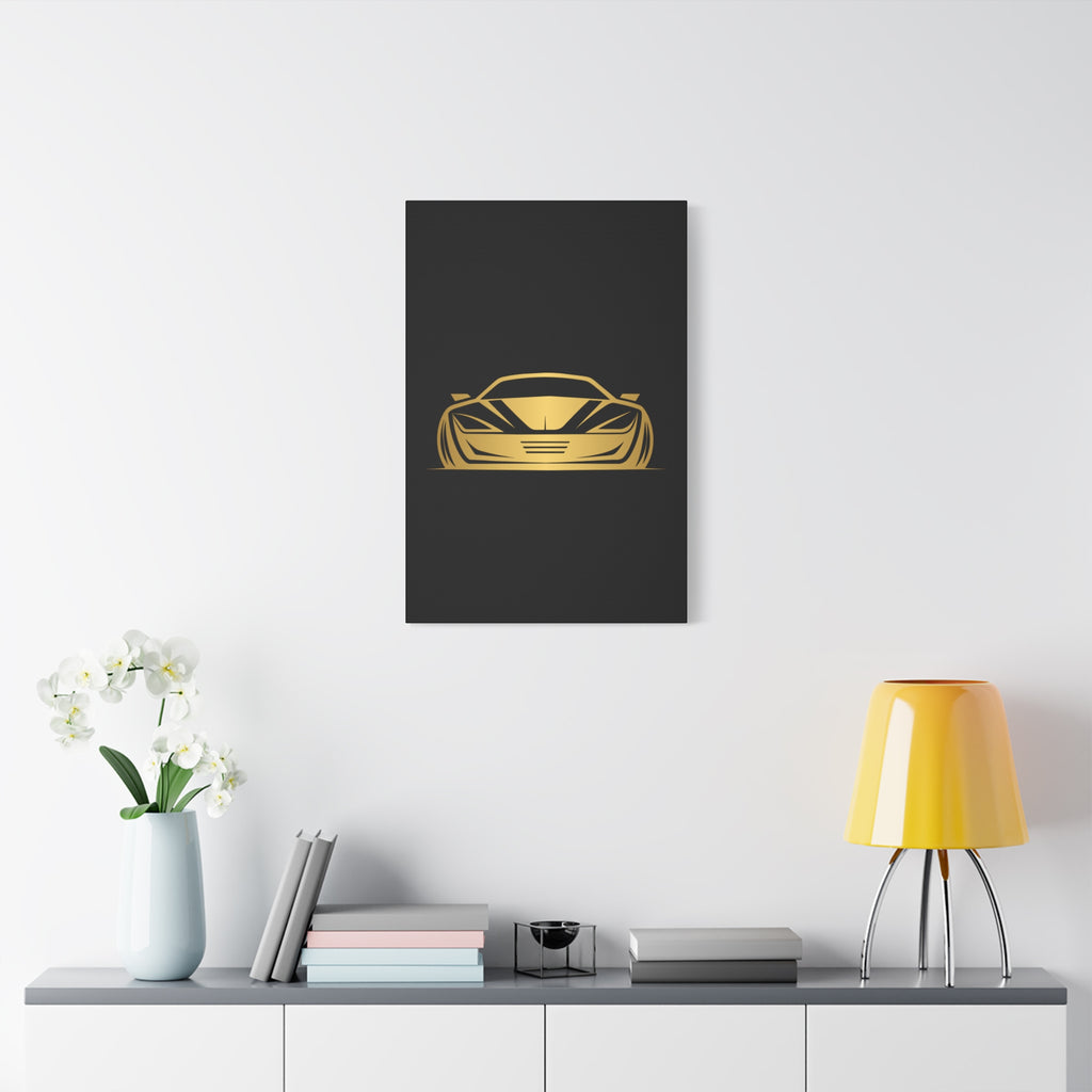 Golden Sports Car Canvas Print — Modern Automotive Wall Art