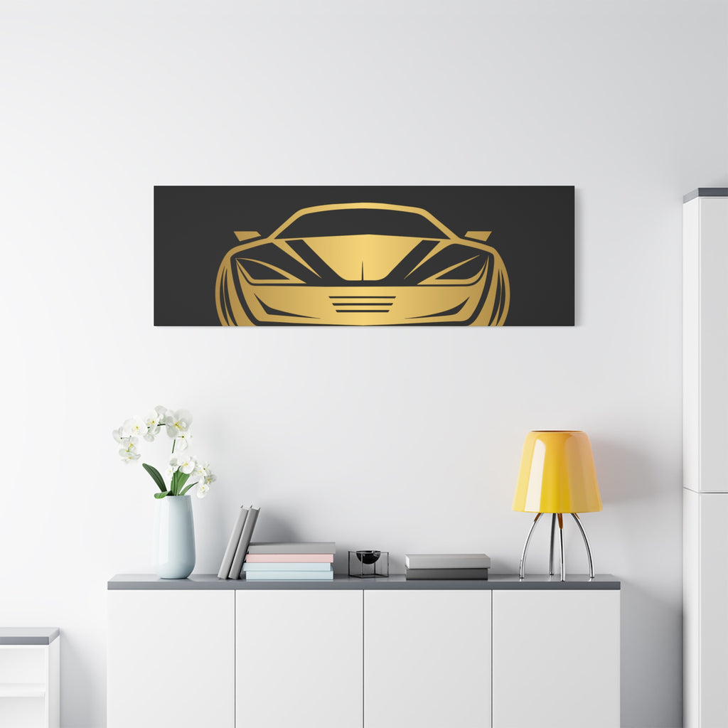 Golden Sports Car Canvas Print — Modern Automotive Wall Art