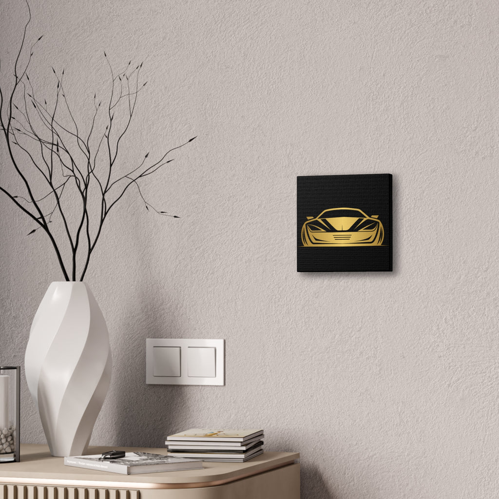 Gold Sports Car Canvas Print — Modern Automotive Wall Art