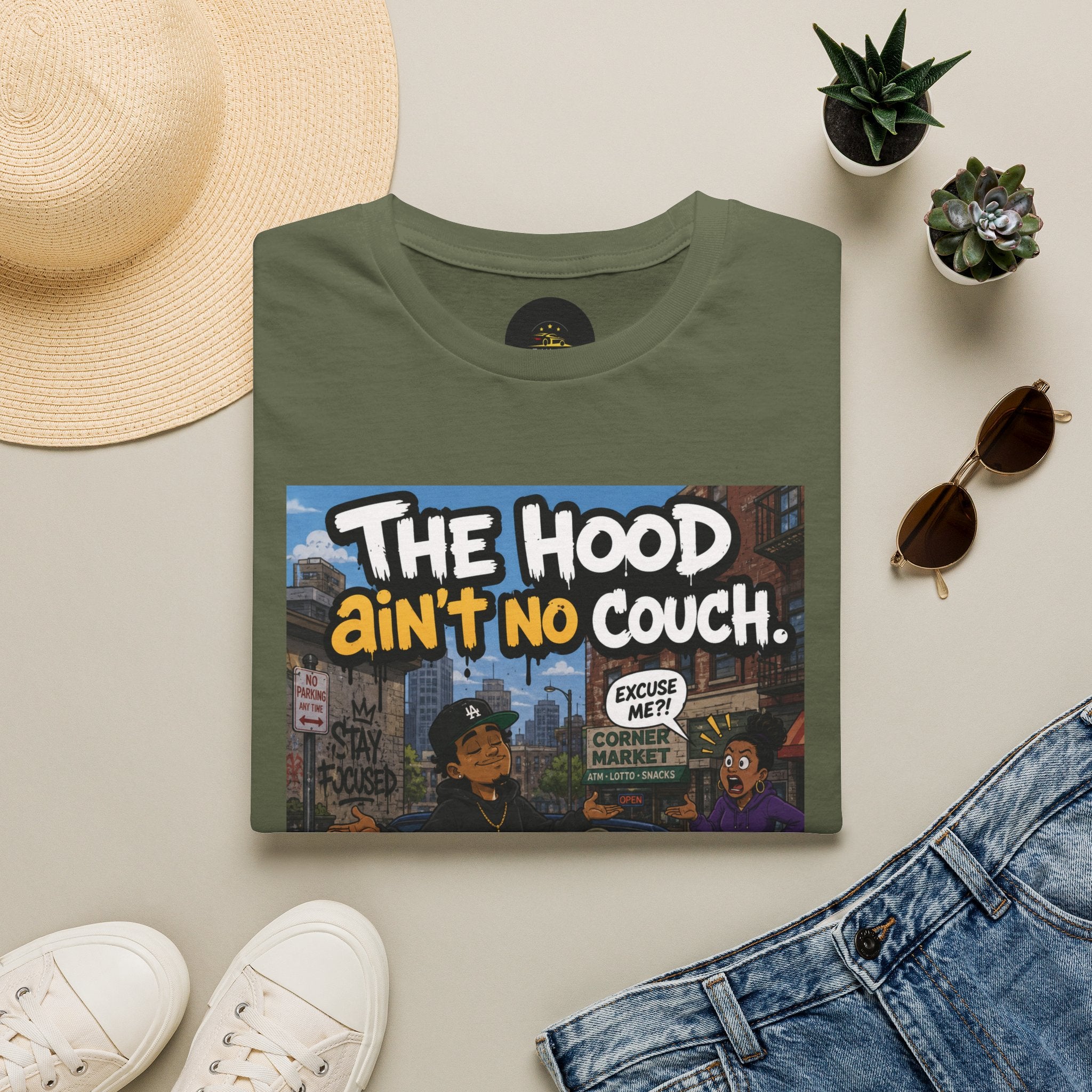 T-Shirt — "The Hood Ain’t No Couch" Urb Street Art Tee V2