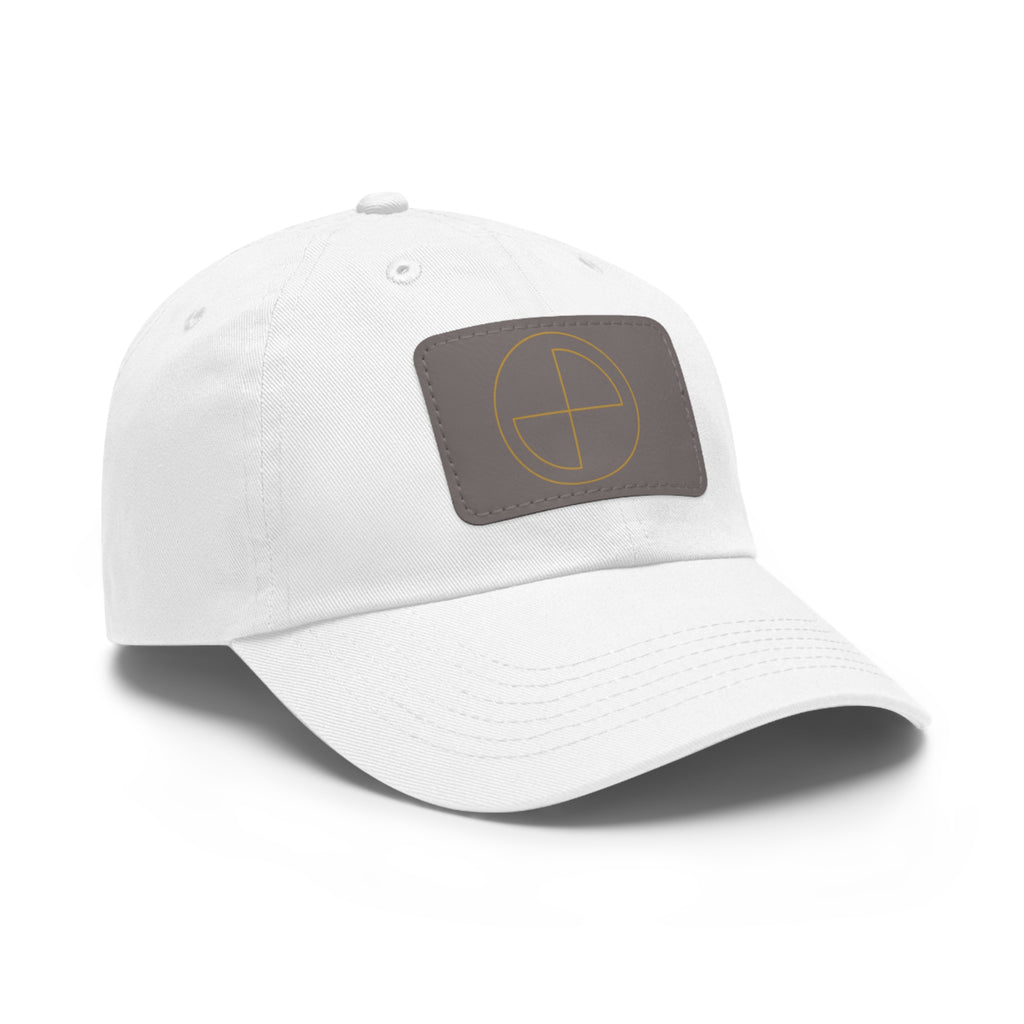 Minimal Leather-Patched Dad Hat — Circle Line Logo