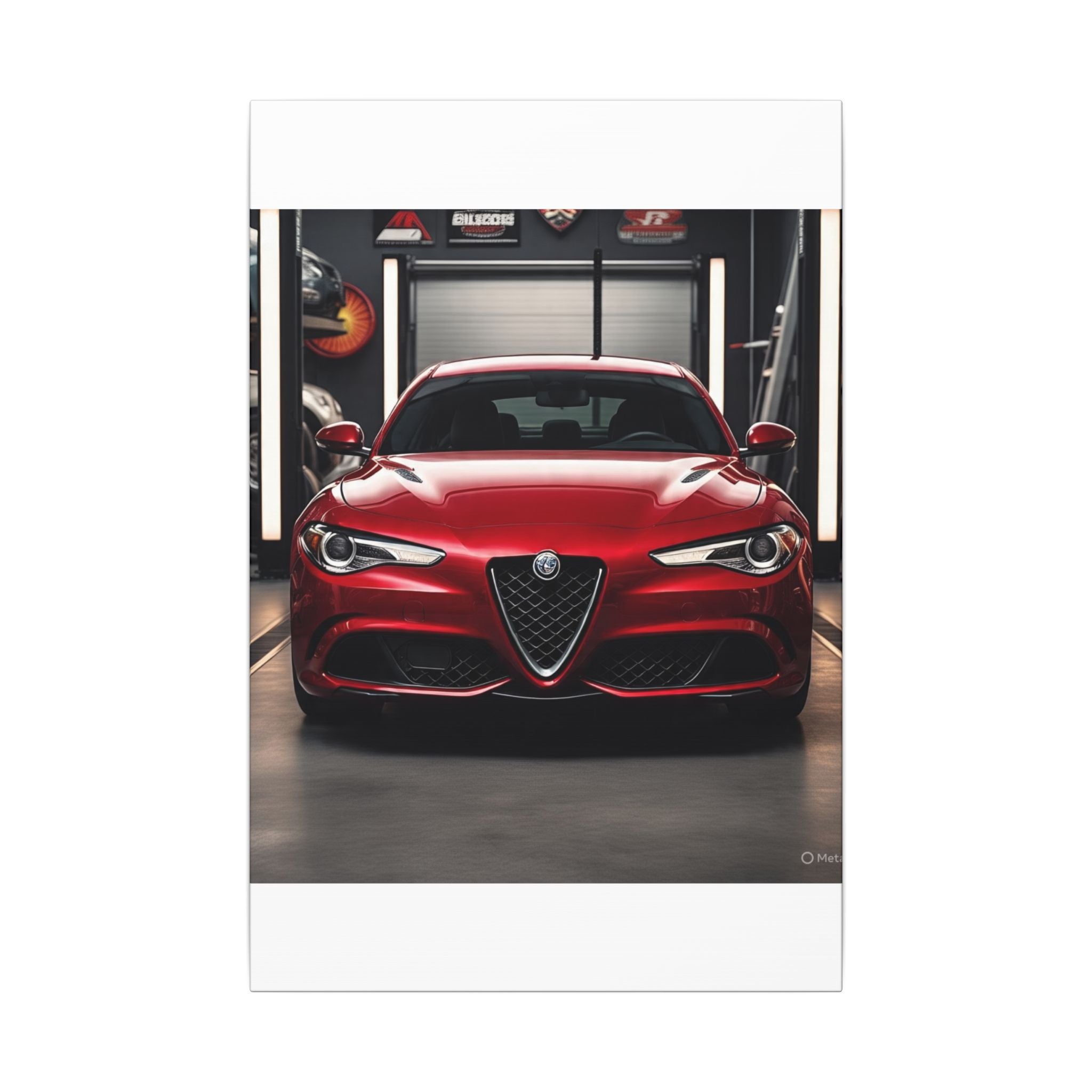 Alfa Romeo Giulia Front View Matte Canvas Wall Art — Stretched Car Photography Print