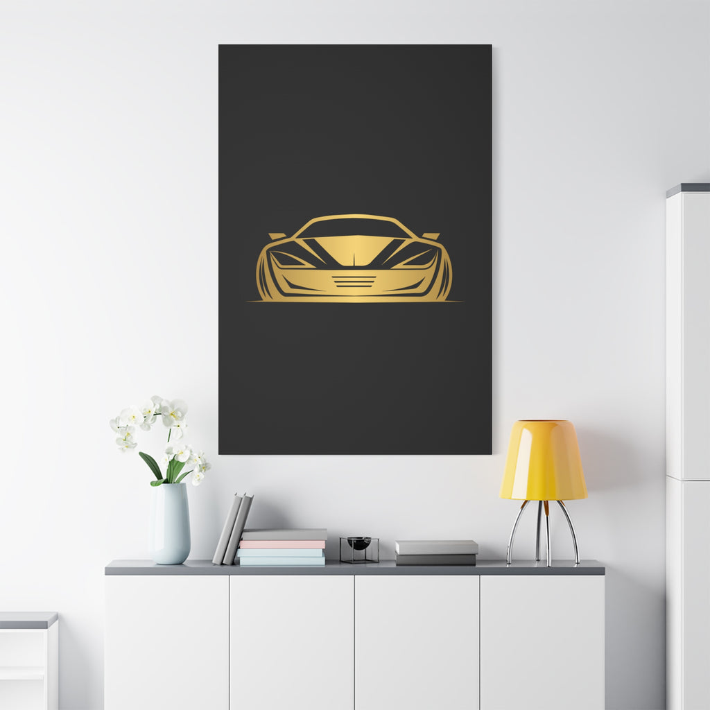 Golden Sports Car Canvas Print — Modern Automotive Wall Art