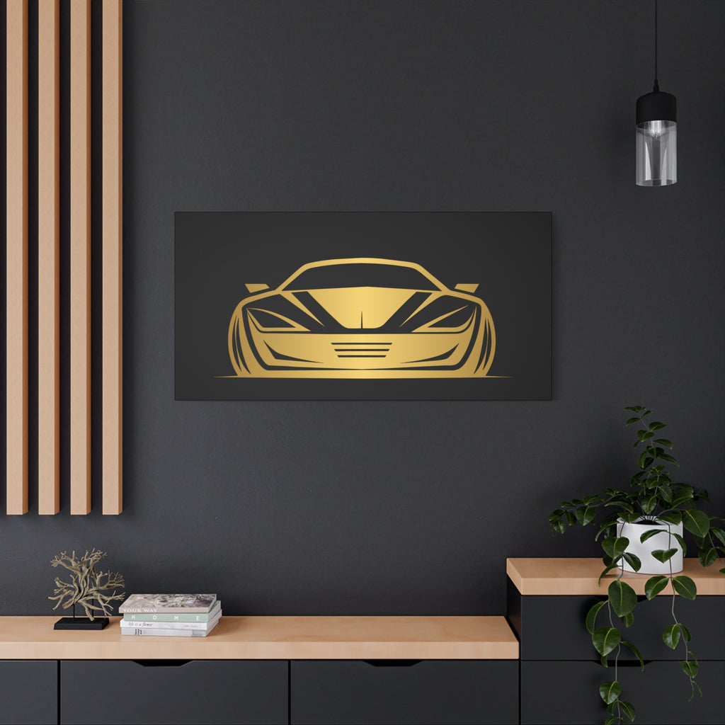 Golden Sports Car Canvas Print — Modern Automotive Wall Art