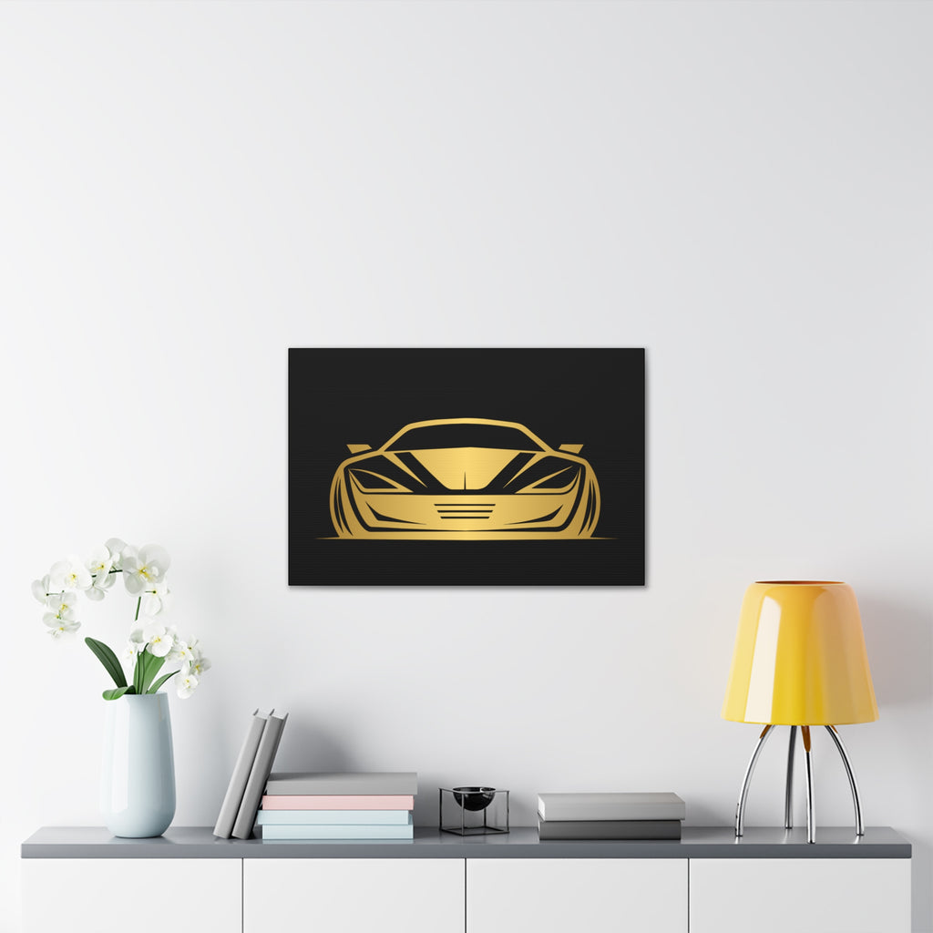 Gold Sports Car Canvas Print — Modern Automotive Wall Art