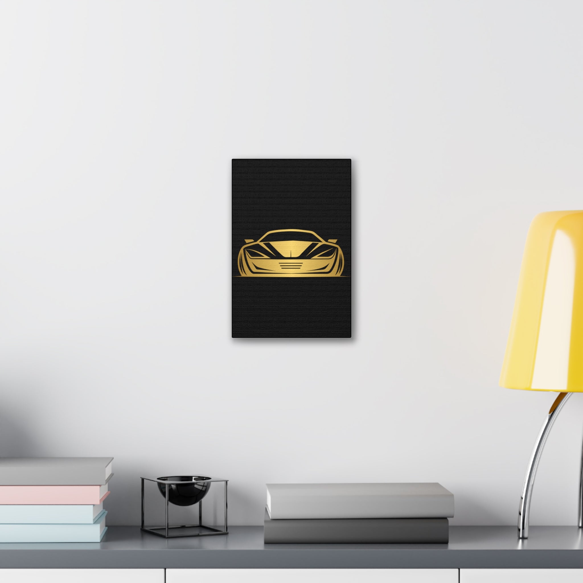 Gold Sports Car Canvas Print — Modern Automotive Wall Art