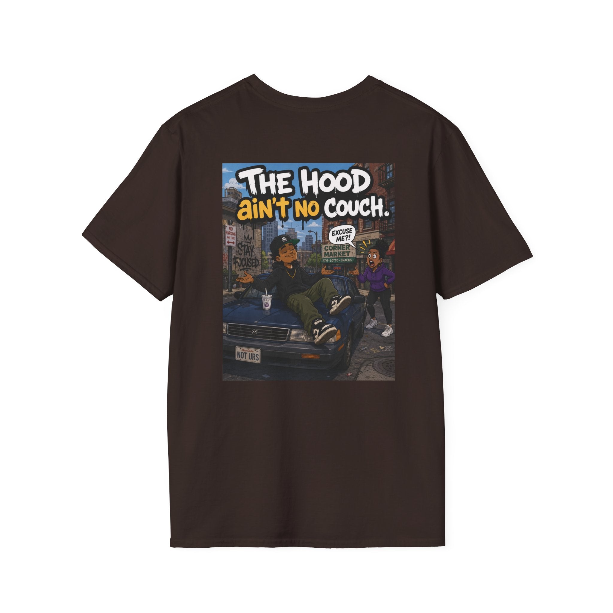 T-Shirt — "The Hood Ain’t No Couch" Urban Street Art Tee V2