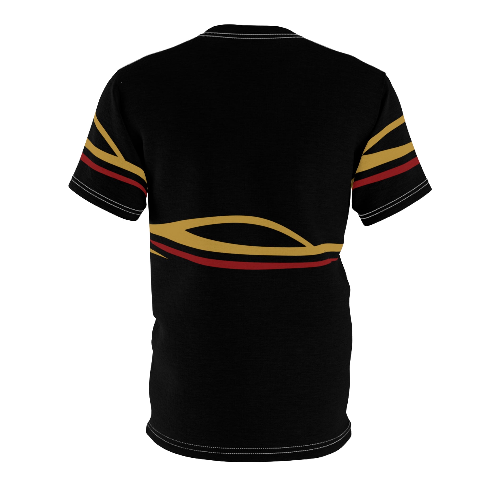 Racing Stripe Cut & Sew Tee — Retro Gold & Red Track Graphic