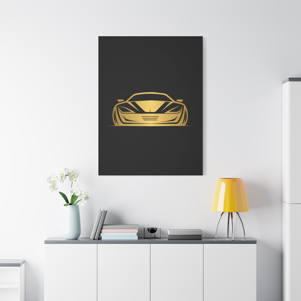 Golden Sports Car Canvas Print — Modern Automotive Wall Art