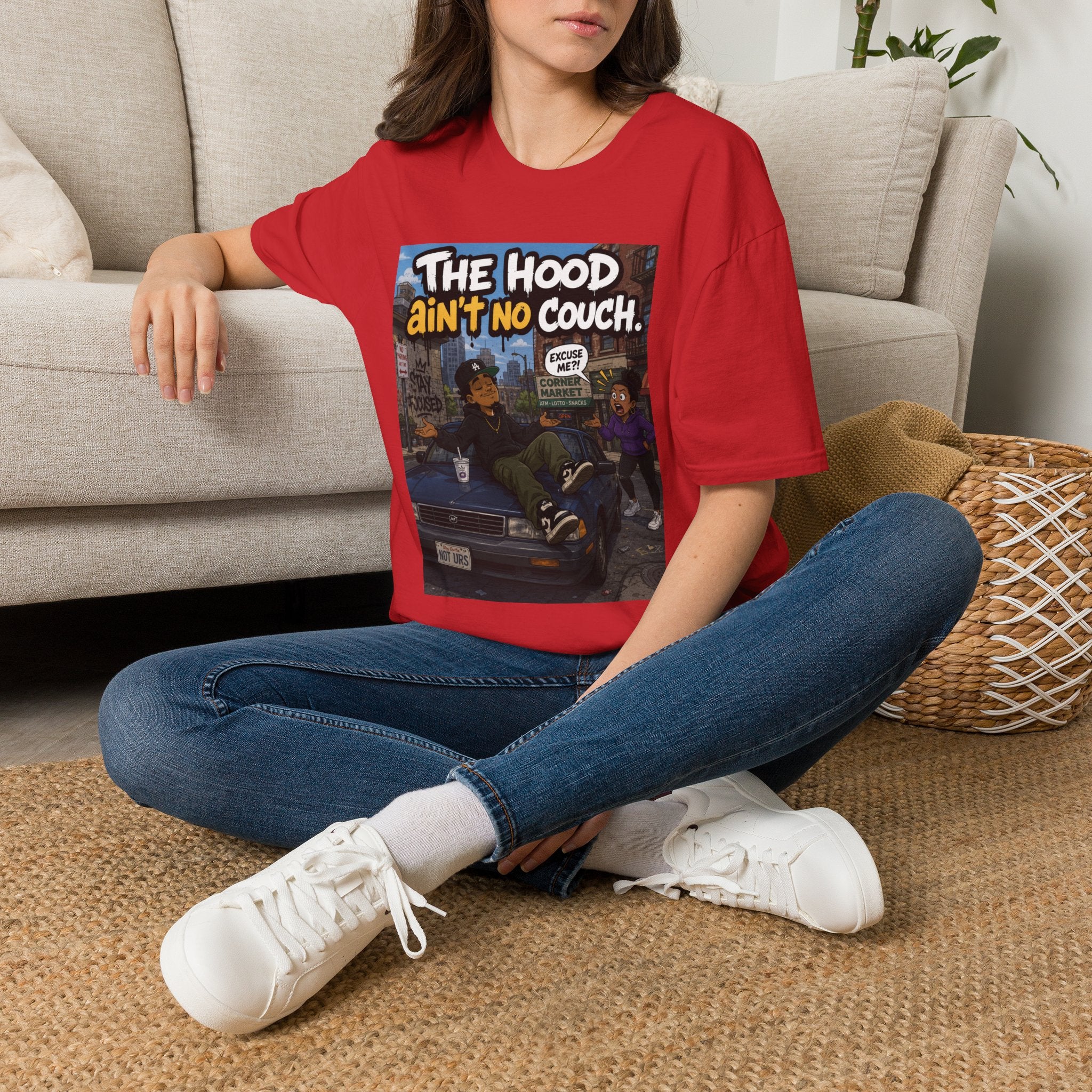 T-Shirt — "The Hood Ain’t No Couch" Urban Street Art Tee V2