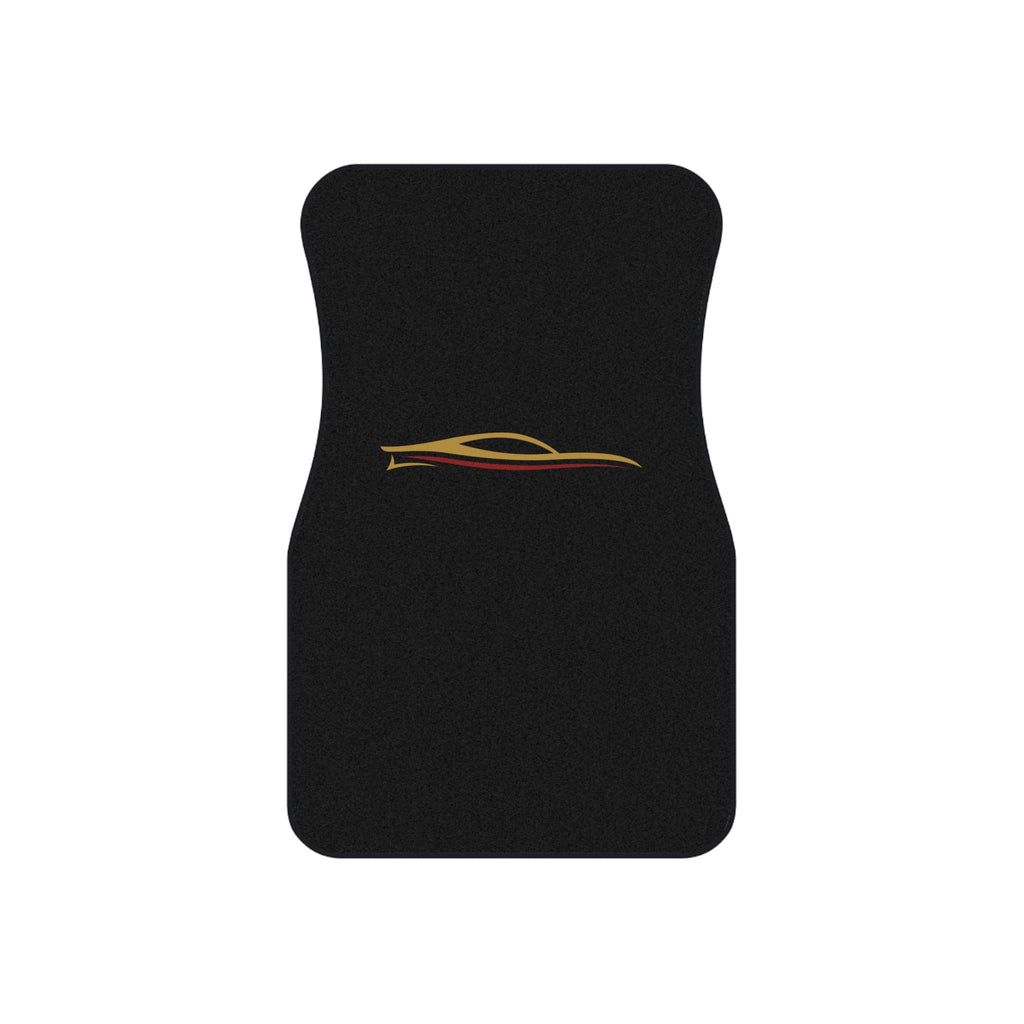 Luxury Car Floor Mats Set of 4 — Black with Gold Racing Silhouette