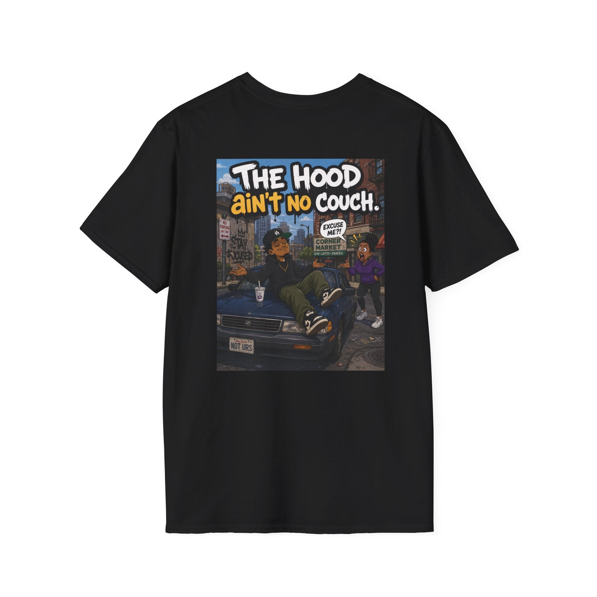 T-Shirt — "The Hood Ain’t No Couch" Urban Street Art Tee V2