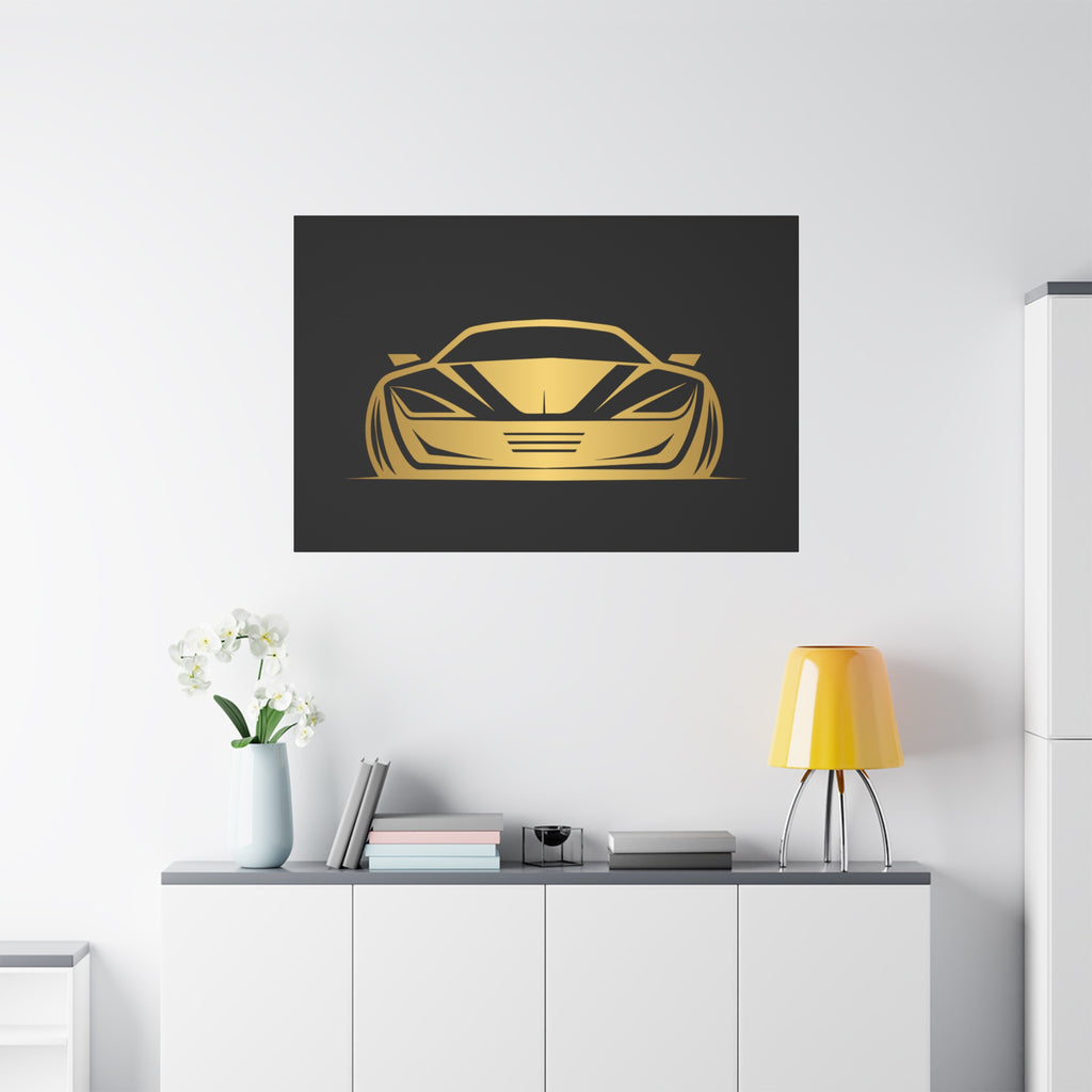 Golden Sports Car Canvas Print — Modern Automotive Wall Art