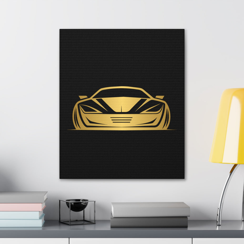 Gold Sports Car Canvas Print — Modern Automotive Wall Art