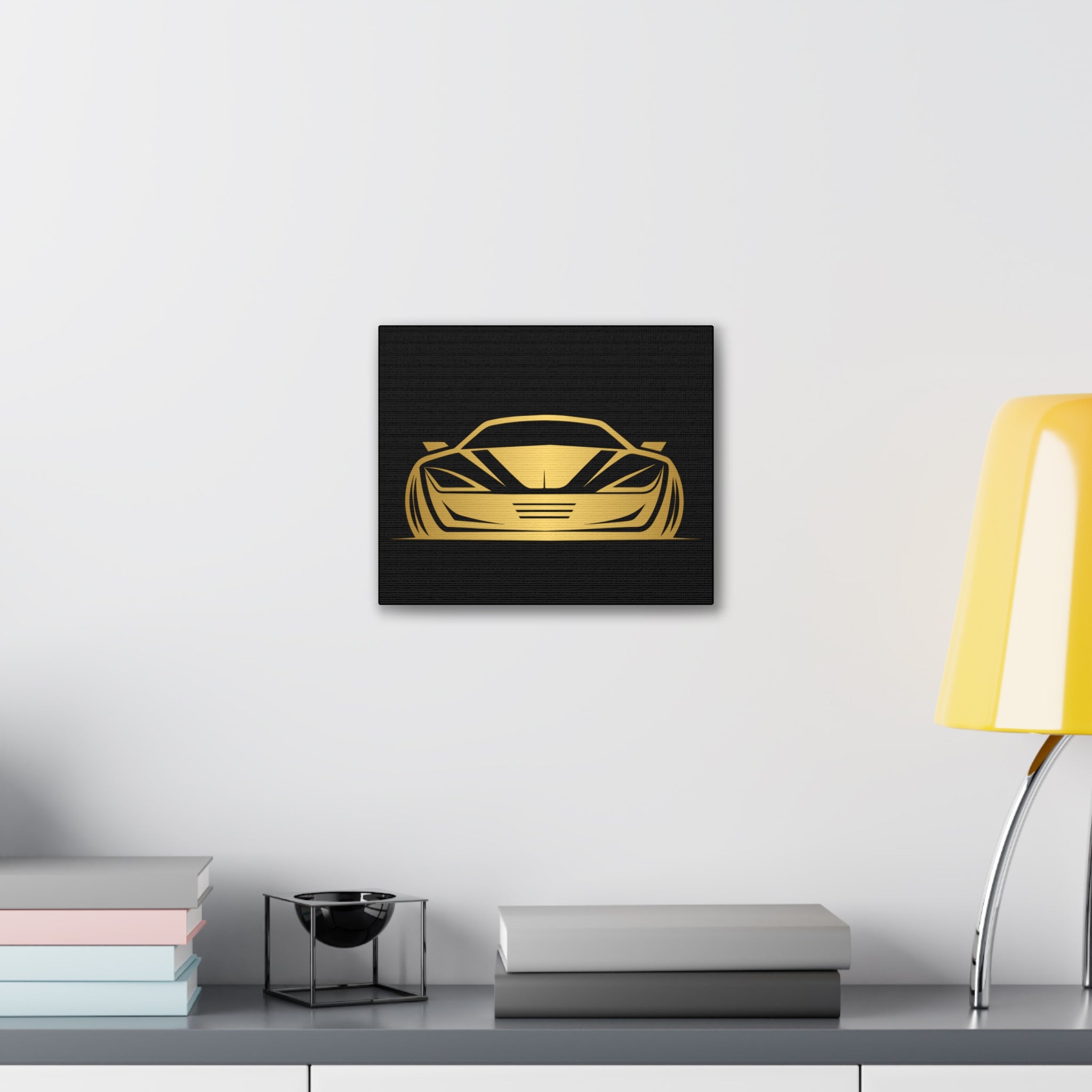 Gold Sports Car Canvas Print — Modern Automotive Wall Art