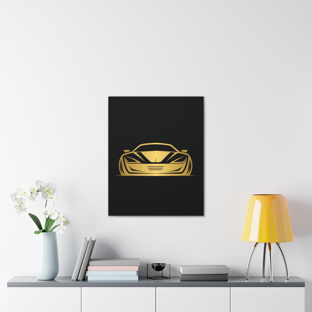 Gold Sports Car Canvas Print — Modern Automotive Wall Art