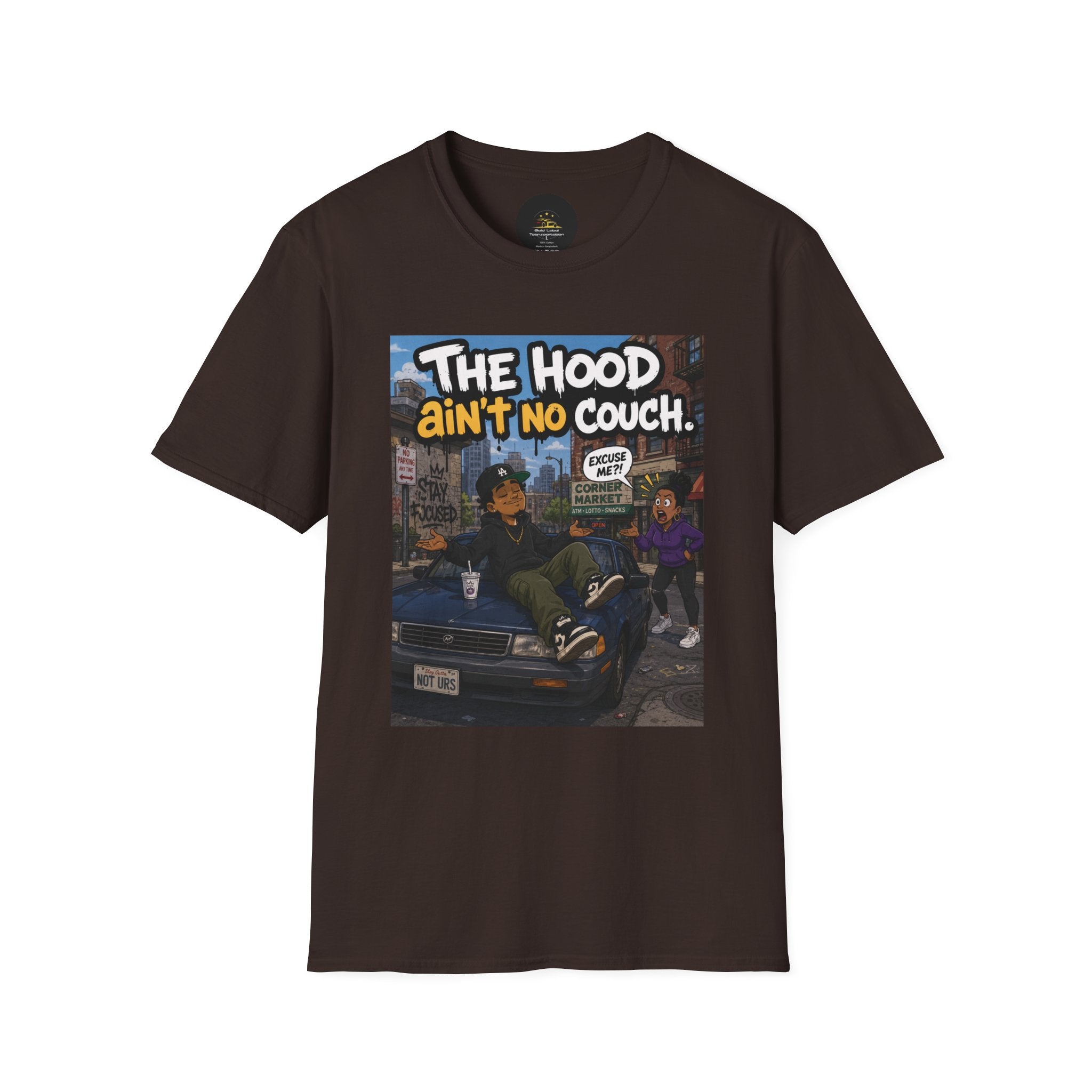 T-Shirt — "The Hood Ain’t No Couch" Urban Street Art Tee V2