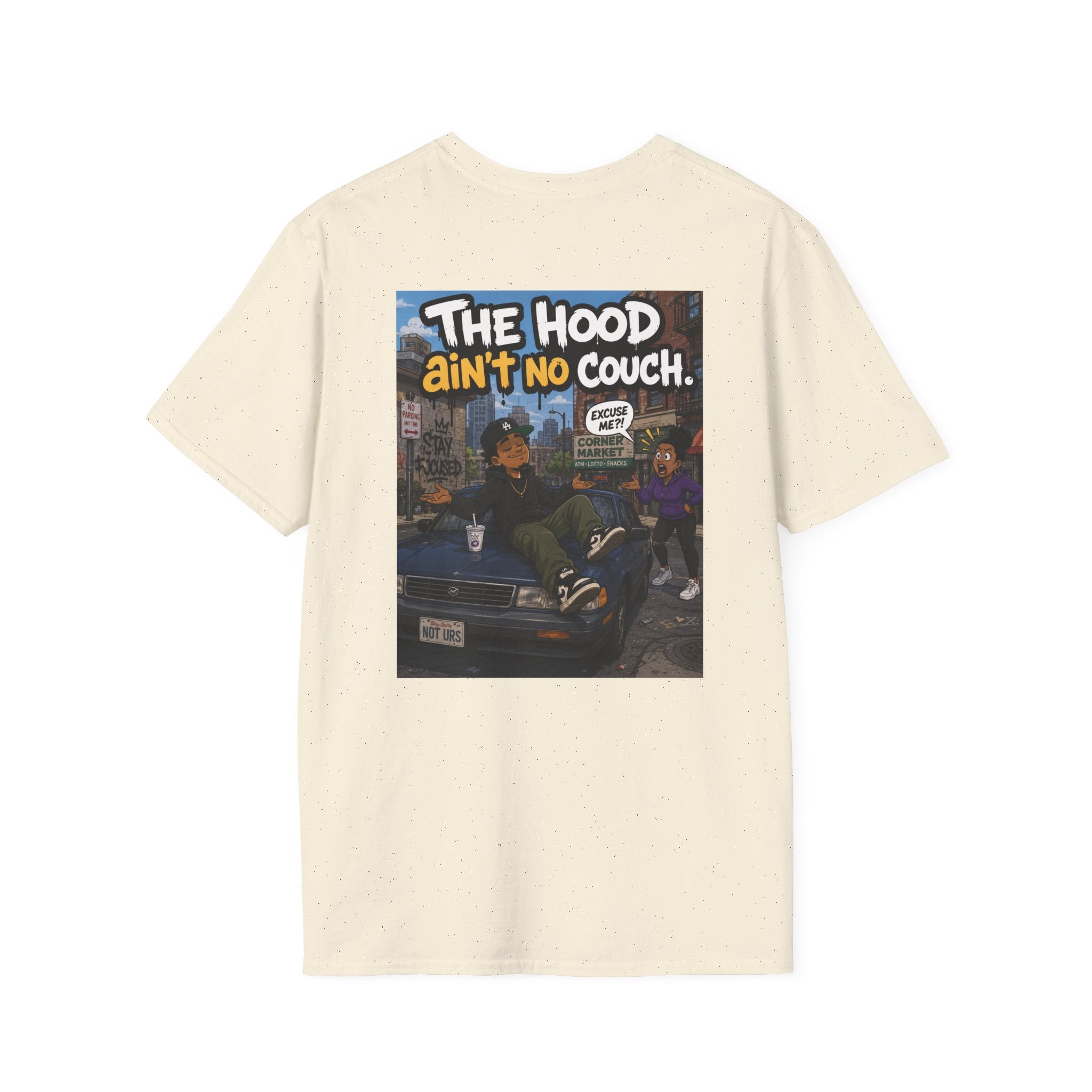 T-Shirt — "The Hood Ain’t No Couch" Urban Street Art Tee V2