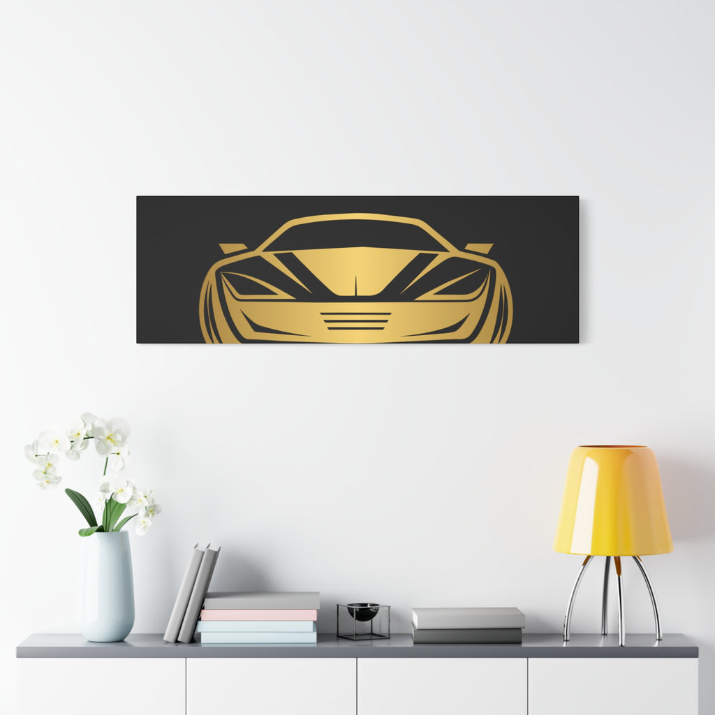 Golden Sports Car Canvas Print — Modern Automotive Wall Art