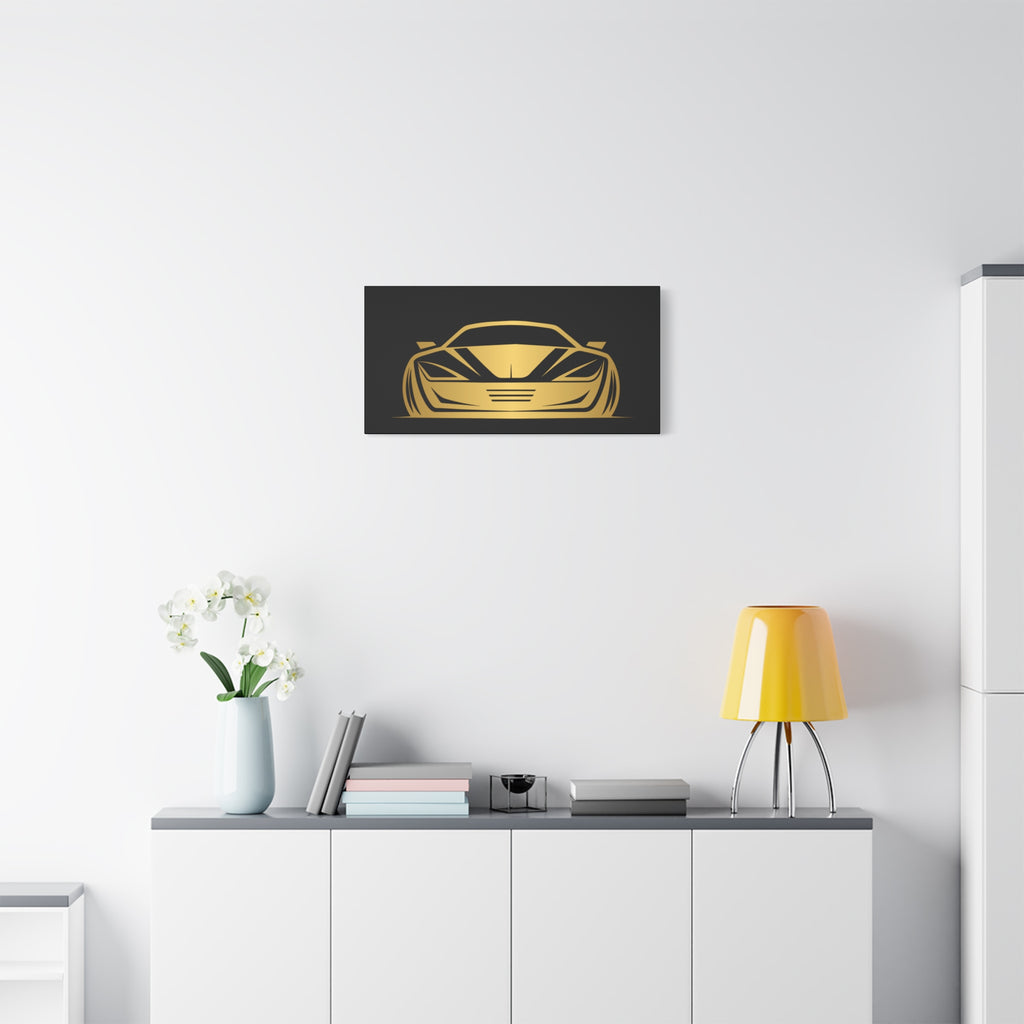 Golden Sports Car Canvas Print — Modern Automotive Wall Art