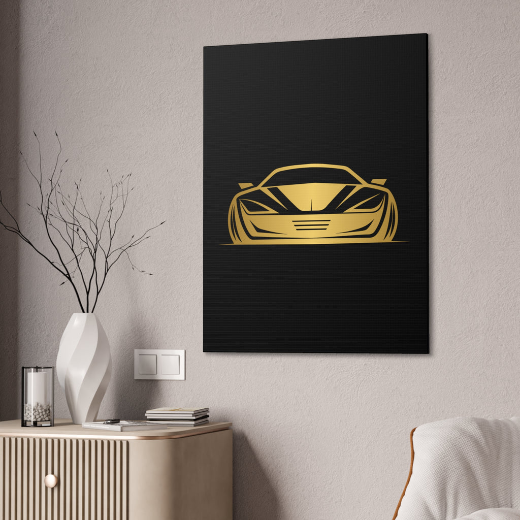 Gold Sports Car Canvas Print — Modern Automotive Wall Art