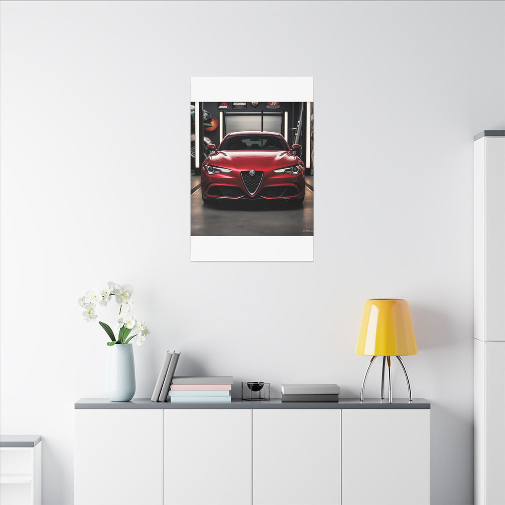 Alfa Romeo Giulia Front View Matte Canvas Wall Art — Stretched Car Photography Print