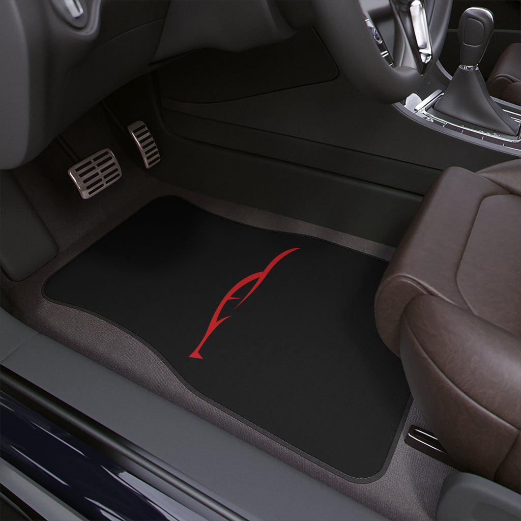 Car Floor Mat — Black with Red Sports Car Silhouette