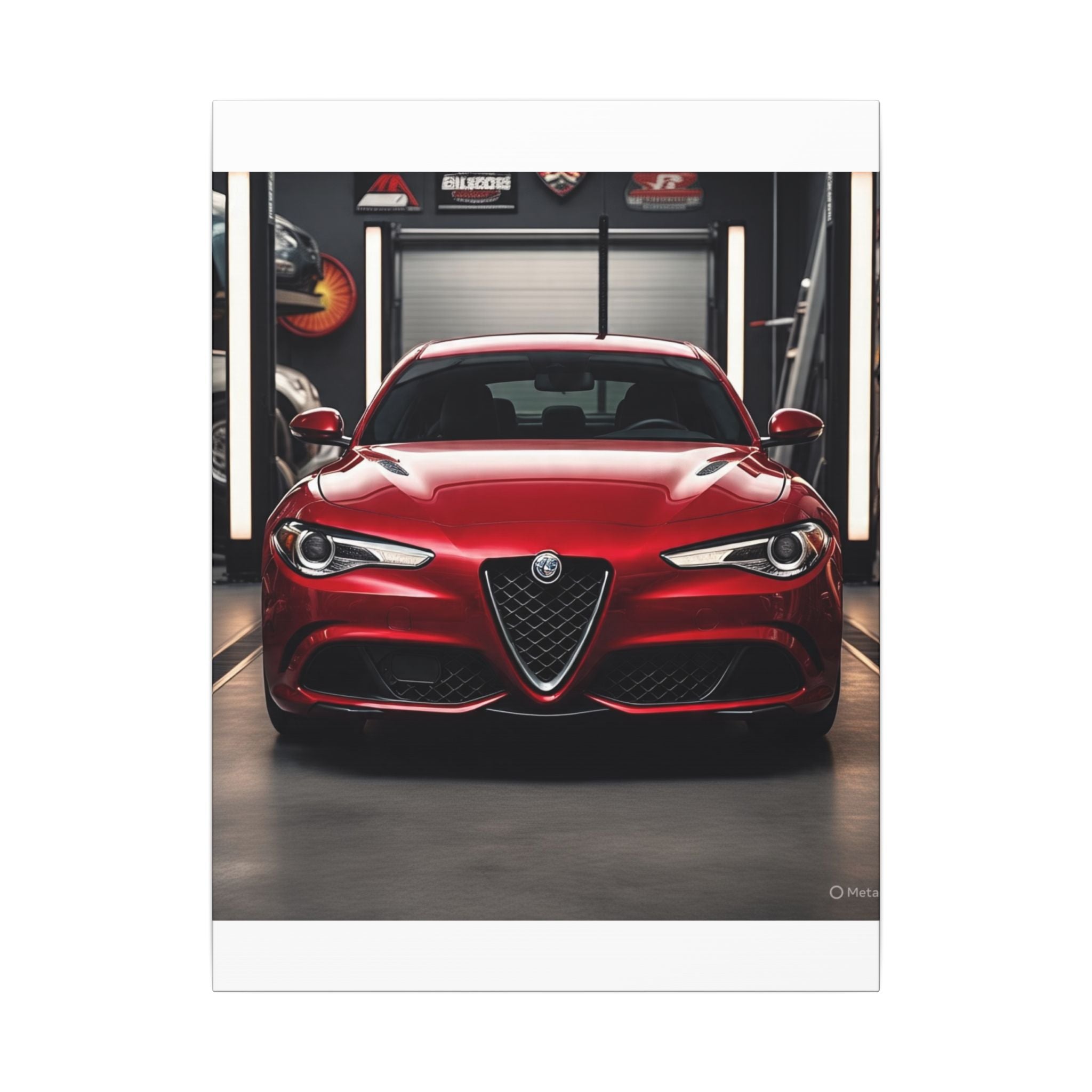 Alfa Romeo Giulia Front View Matte Canvas Wall Art — Stretched Car Photography Print