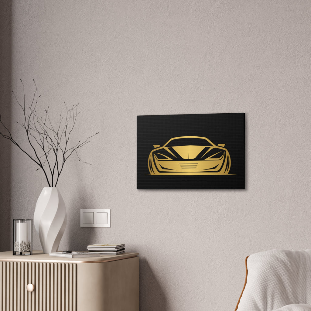 Gold Sports Car Canvas Print — Modern Automotive Wall Art