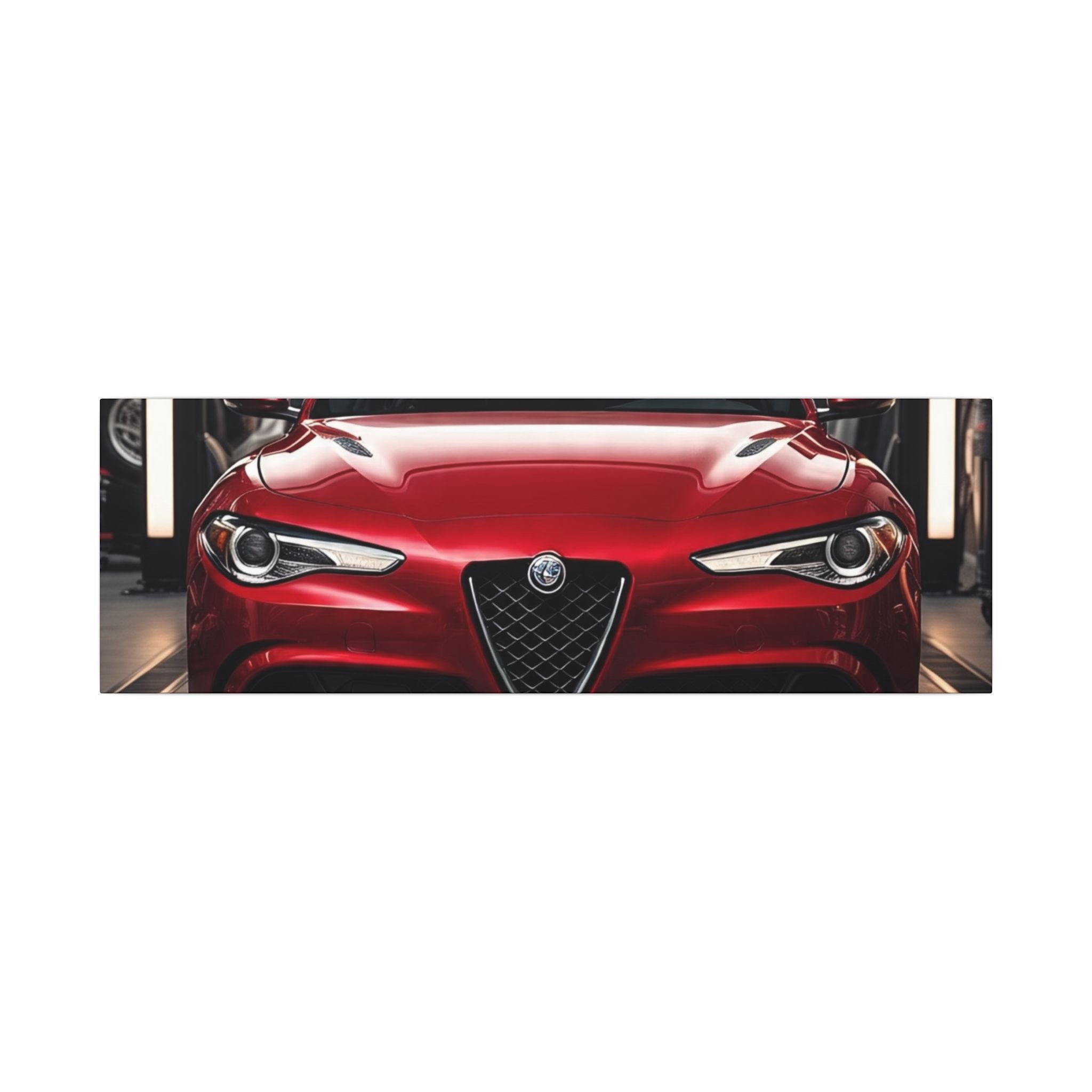 Alfa Romeo Giulia Front View Matte Canvas Wall Art — Stretched Car Photography Print
