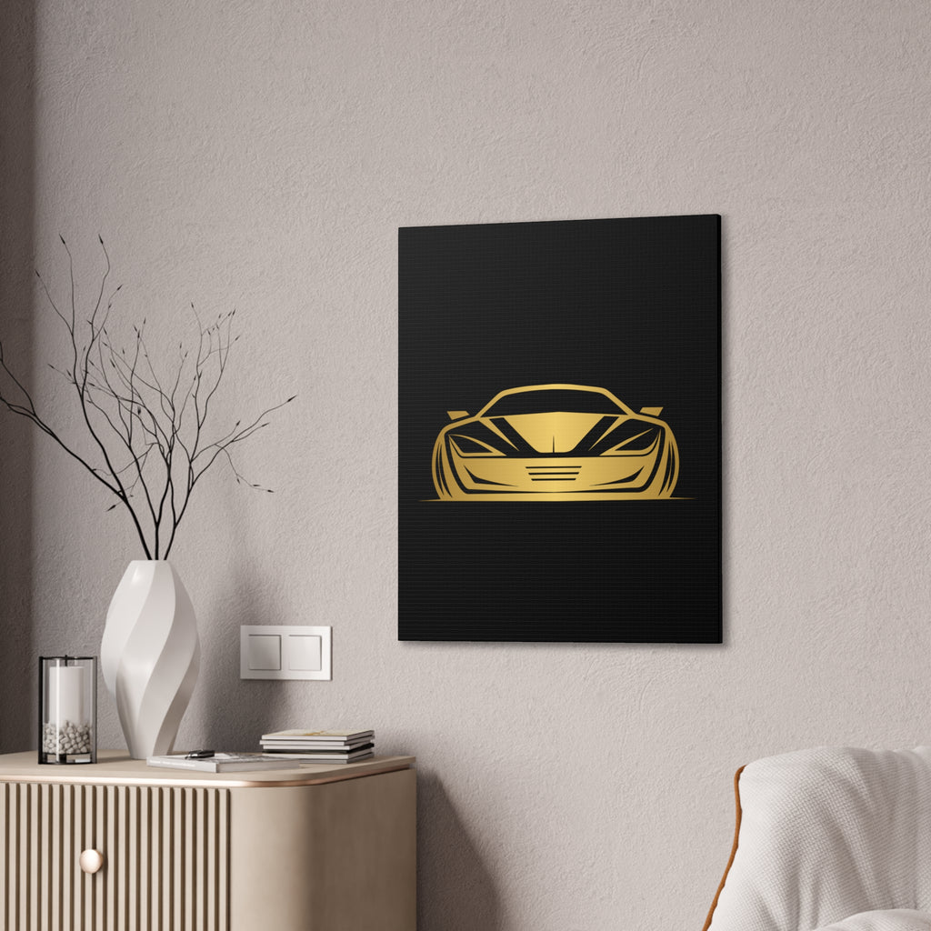 Gold Sports Car Canvas Print — Modern Automotive Wall Art