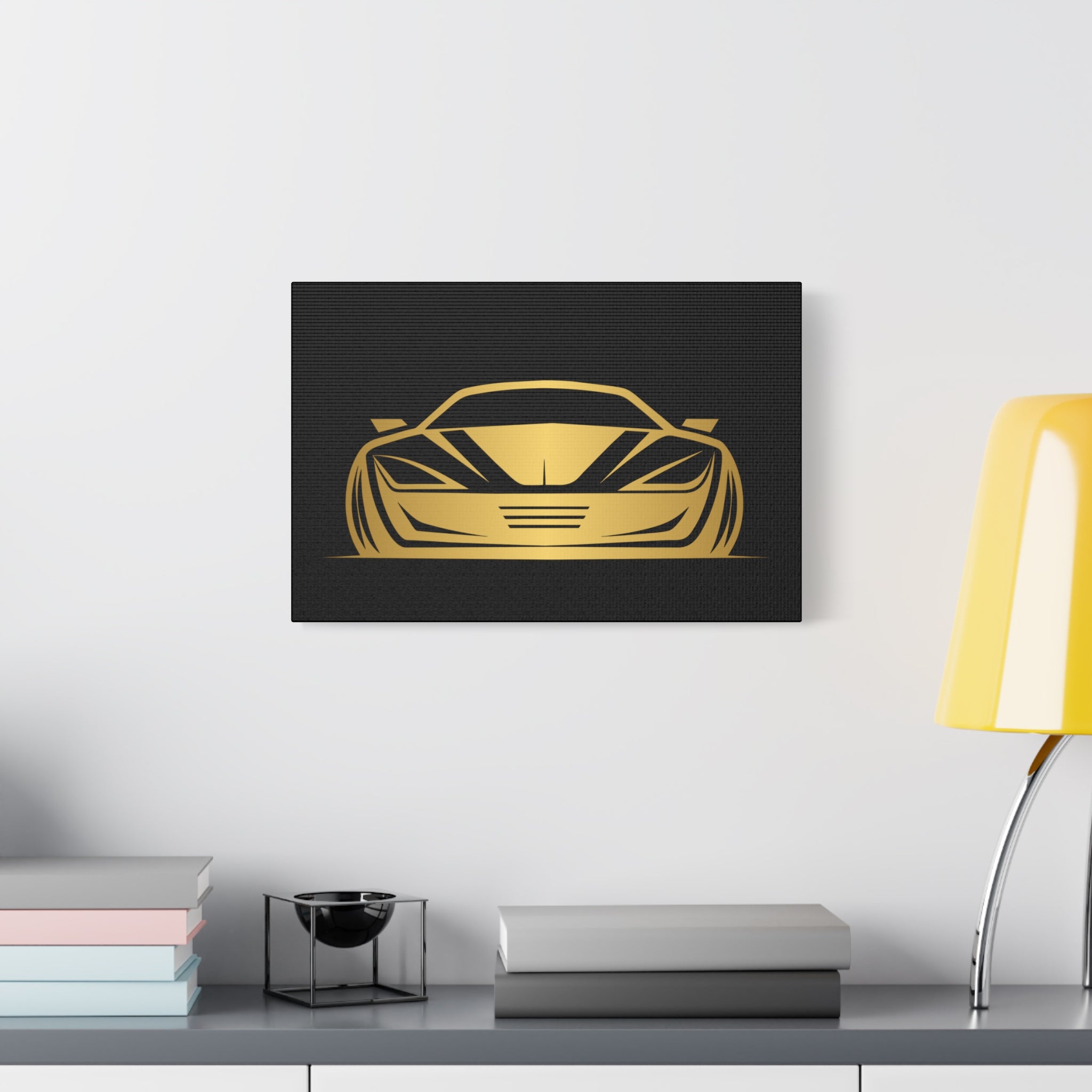Golden Sports Car Canvas Print — Modern Automotive Wall Art
