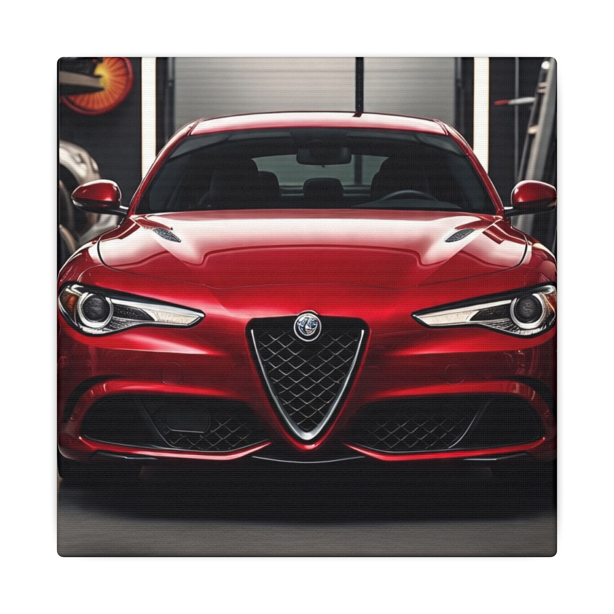 Alfa Romeo Giulia Front View Matte Canvas Wall Art — Stretched Car Photography Print