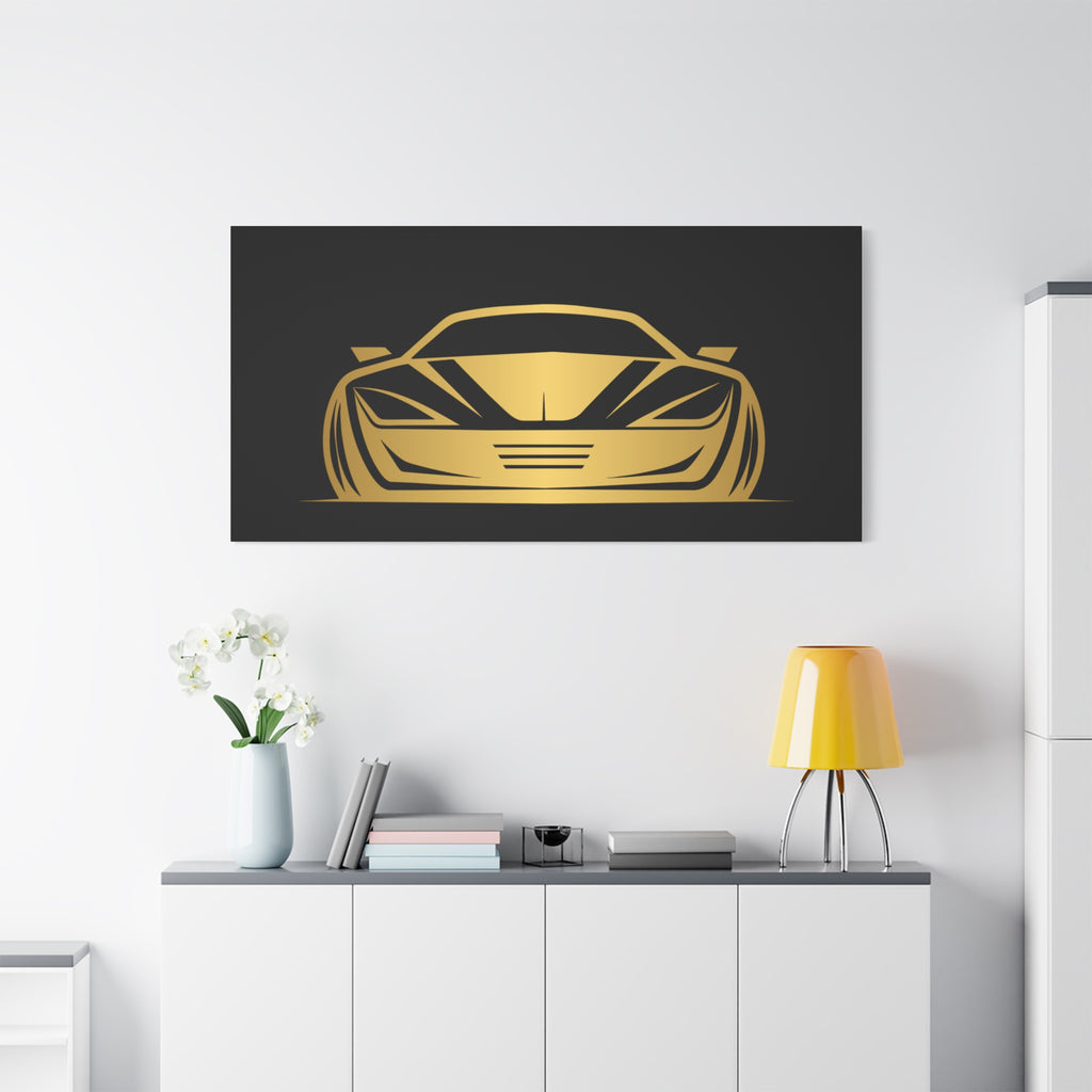 Golden Sports Car Canvas Print — Modern Automotive Wall Art