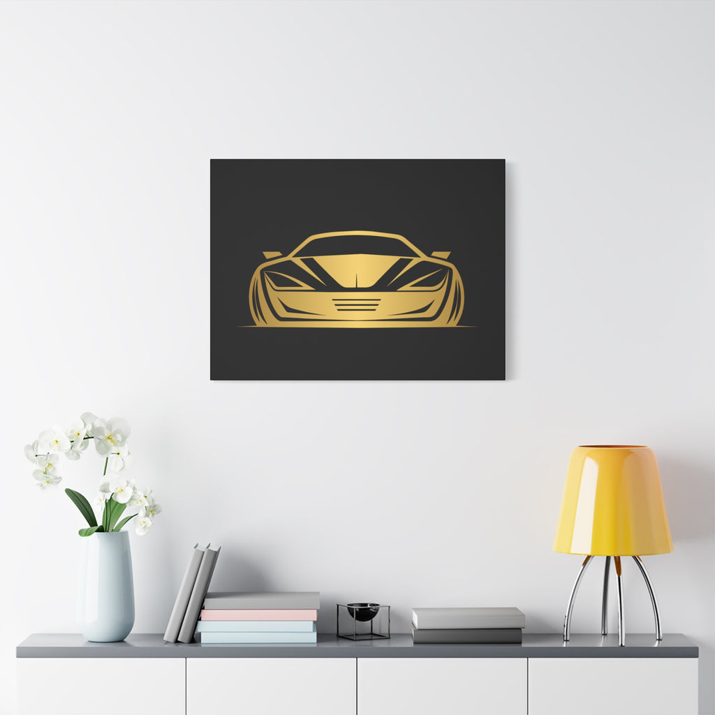 Golden Sports Car Canvas Print — Modern Automotive Wall Art
