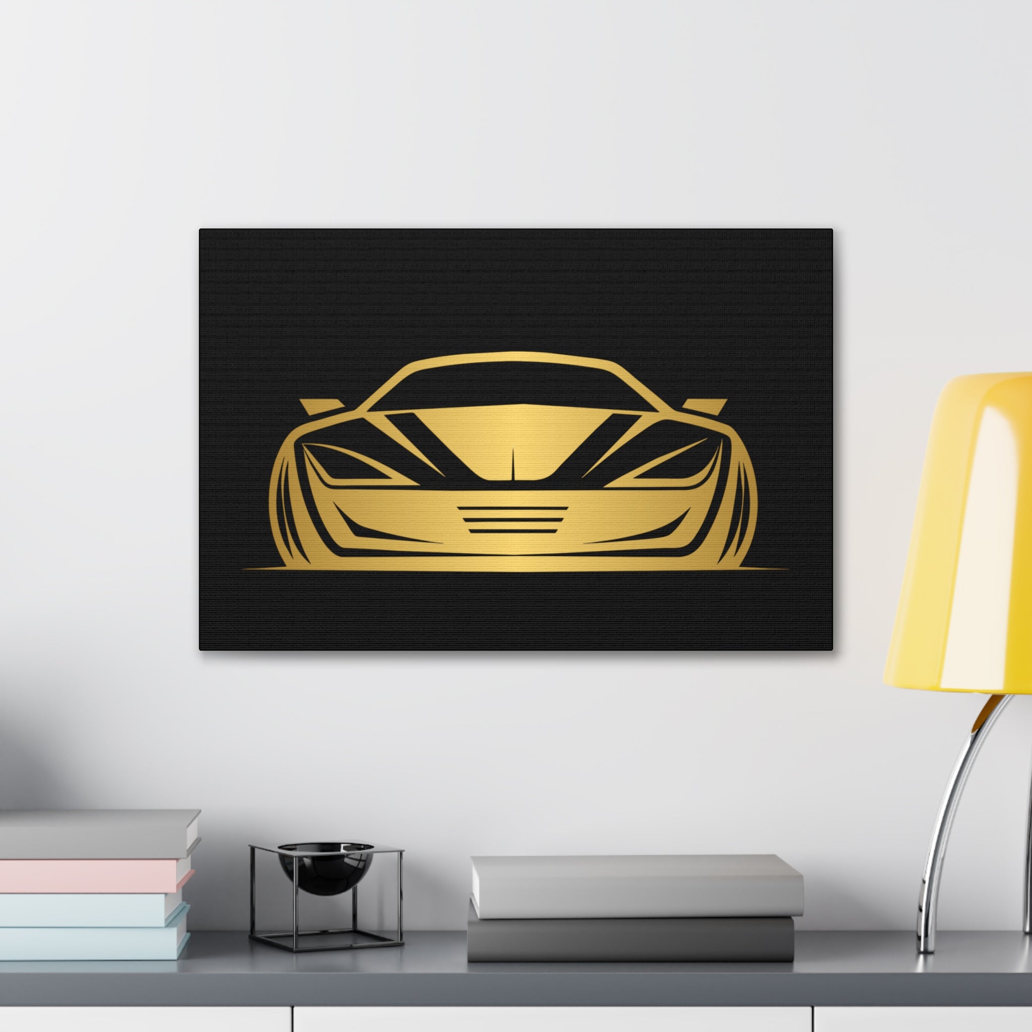 Gold Sports Car Canvas Print — Modern Automotive Wall Art
