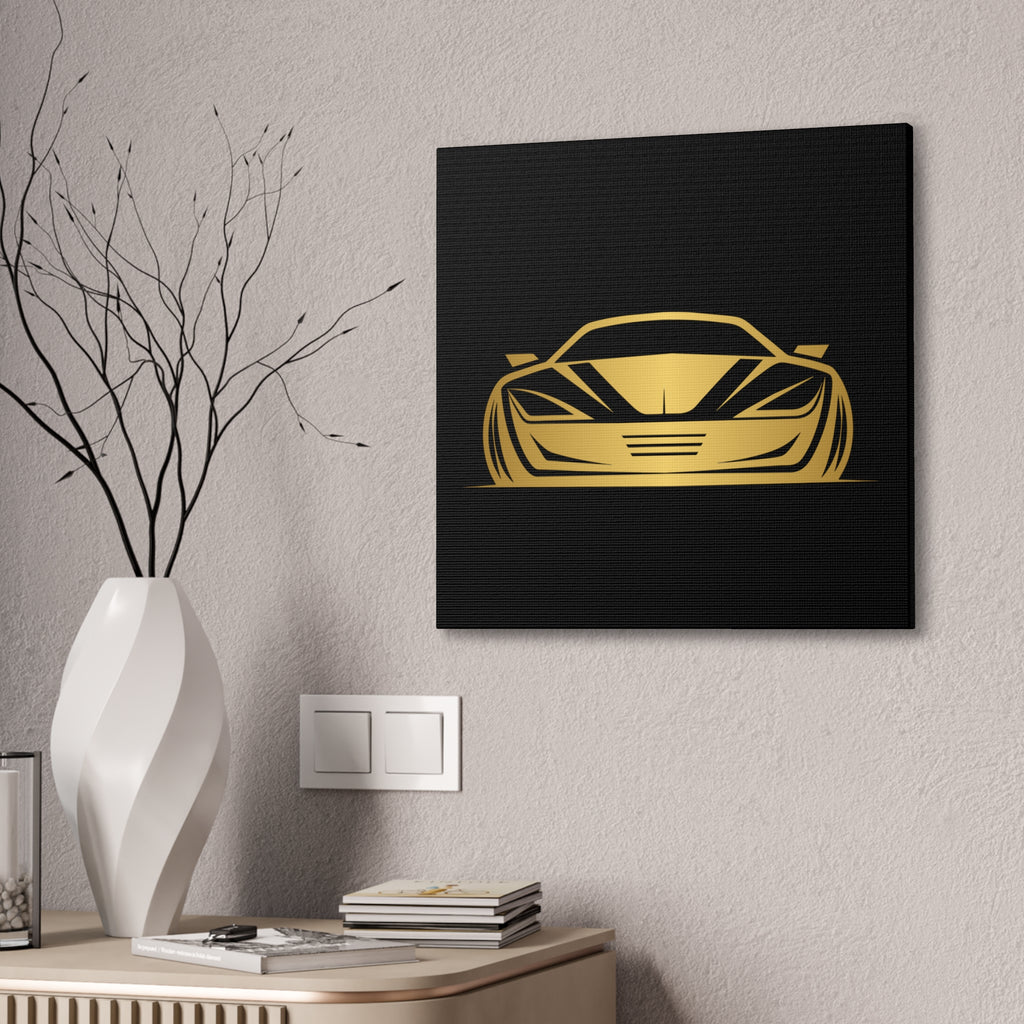 Gold Sports Car Canvas Print — Modern Automotive Wall Art
