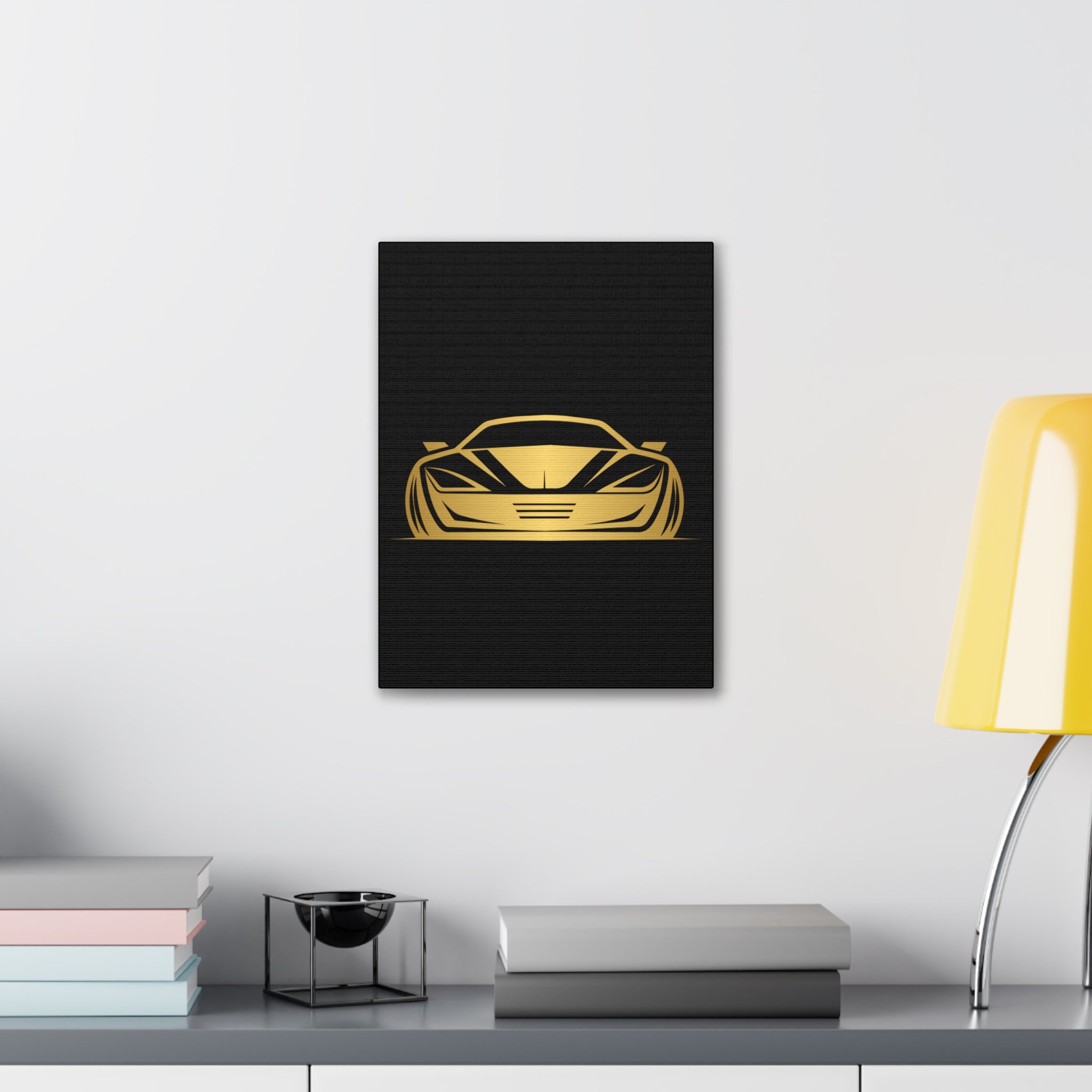 Gold Sports Car Canvas Print — Modern Automotive Wall Art