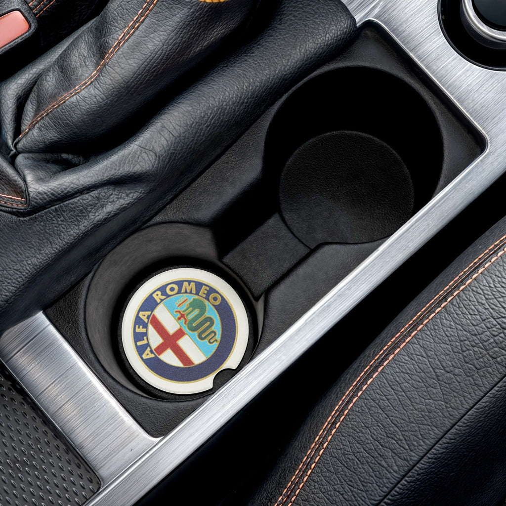 Soapstone Car Coaster — Vintage Alfa Romeo Emblem Car Cup Holder Coaster