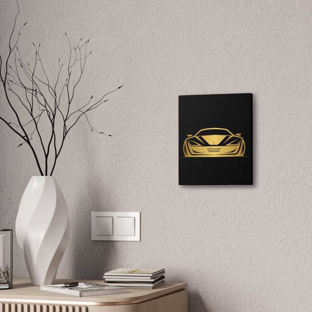 Gold Sports Car Canvas Print — Modern Automotive Wall Art