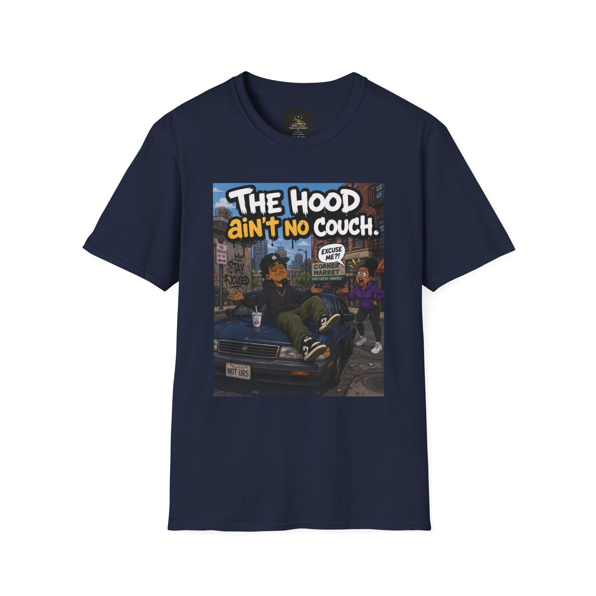 T-Shirt — "The Hood Ain’t No Couch" Urban Street Art Tee V2