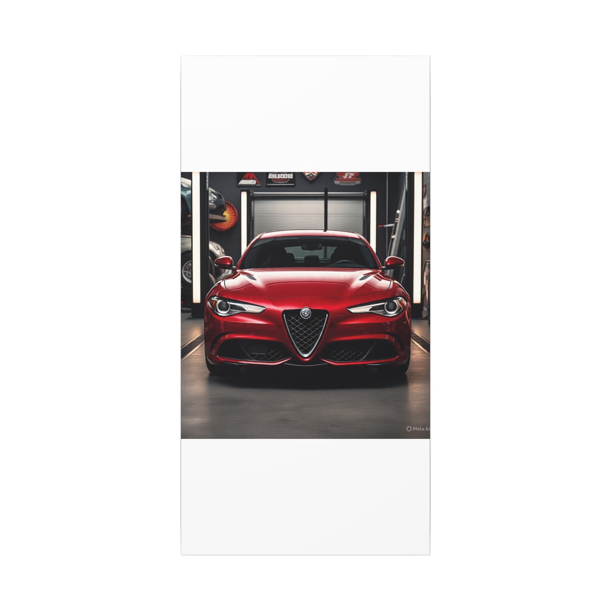 Alfa Romeo Giulia Front View Matte Canvas Wall Art — Stretched Car Photography Print