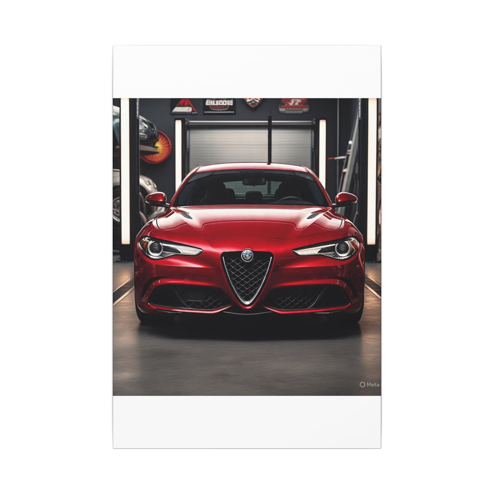 Alfa Romeo Giulia Front View Matte Canvas Wall Art — Stretched Car Photography Print